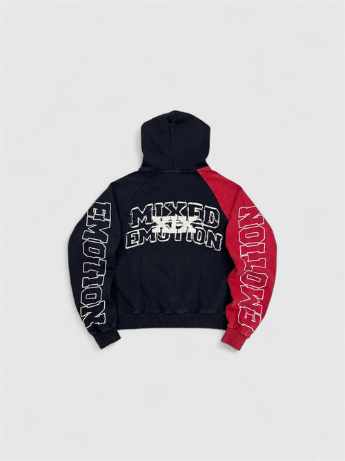 ABRIGO HODDIE MIXED EMOTION ROJO CON NEGRO