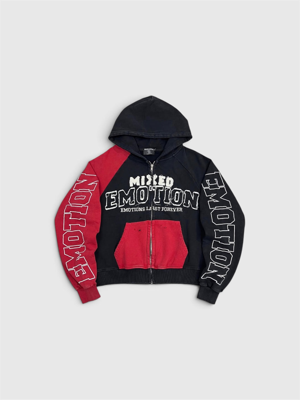 ABRIGO HODDIE MIXED EMOTION ROJO CON NEGRO